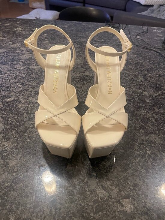 Stuart Weitzman Shoes - Stuart Weitzman Patent Leather Lasercut Accent High Heals